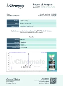 Certificate of analysis for MOTS/c, lot AP-MOC10-260614