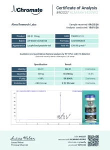 Certificate of analysis for SS-31, lot AP-SS3110-260728
